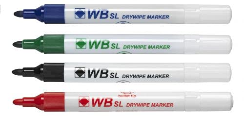 Hainenko 8710MIXED WB SL Bullet Tip Dry Wipe Marker, Assorted Colours (Pack of 10