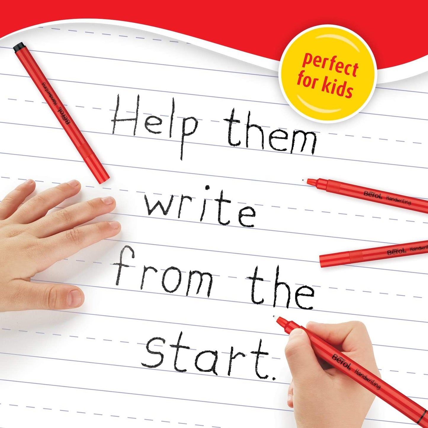 Berol Handwriting Pens | Round Shape is Easy to Hold | Washable Blue Ink | Bright Barrels | 2 Count