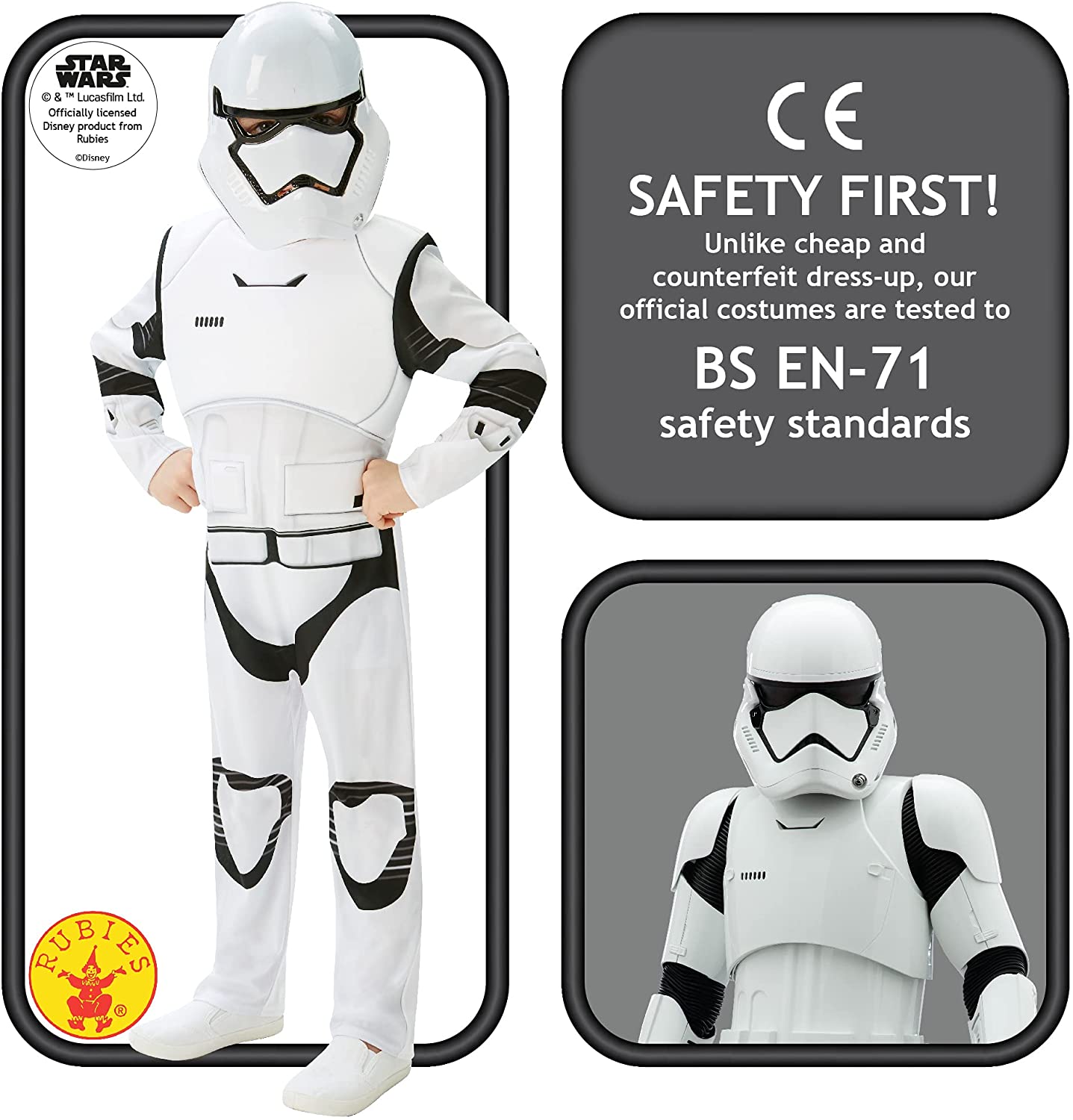 Star Wars, Kostüm Villain Trooper, Episode 7, Deluxe für Kinder (Rubie 's 62026)