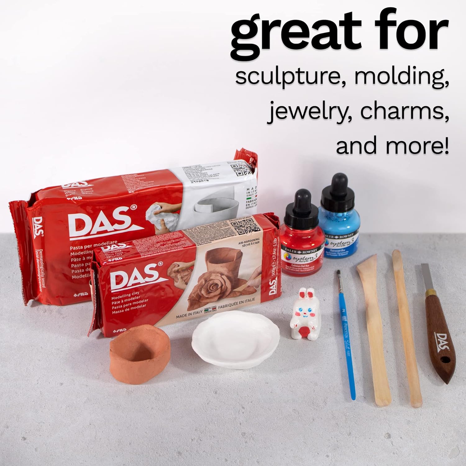 DAS Terracotta Air-Hardening 500g Modelling Clay, Ideal for Professionals & Hobbyists