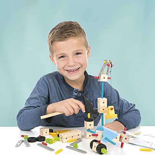 Totum 025042 King-Carpenter Set Parts, Nails and Wooden Hammer, Wood Color, Medium