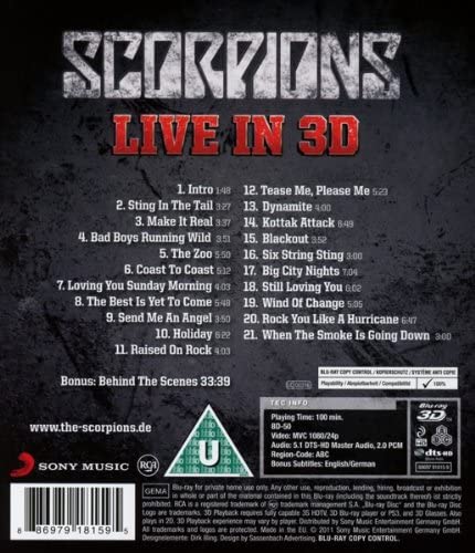 Get Your Sting & Blackout Live 2011 in 3D