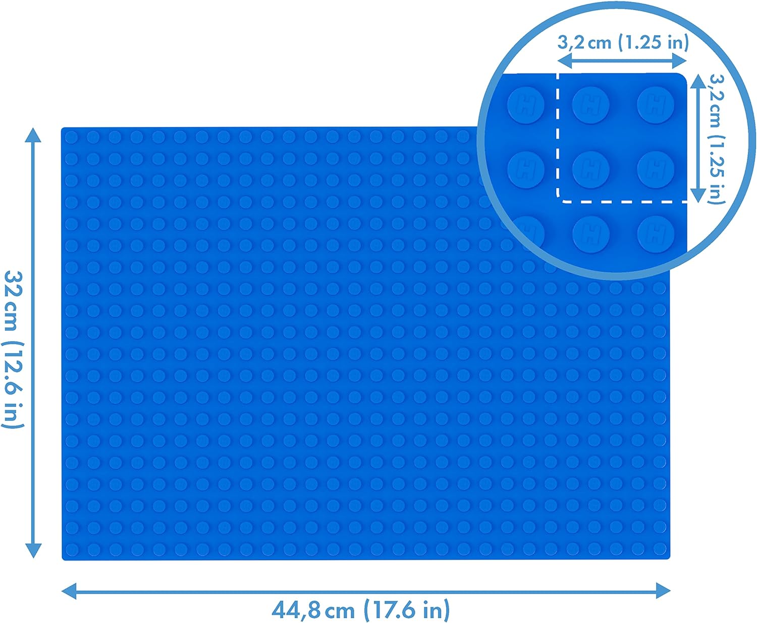 Hubelino #420329 560 Base Plate (20 x 28 Nubs, 32 x 44.8 cm) in Blue, Compatible with Large Building Blocks from Other Manufacturers, Made in Germany