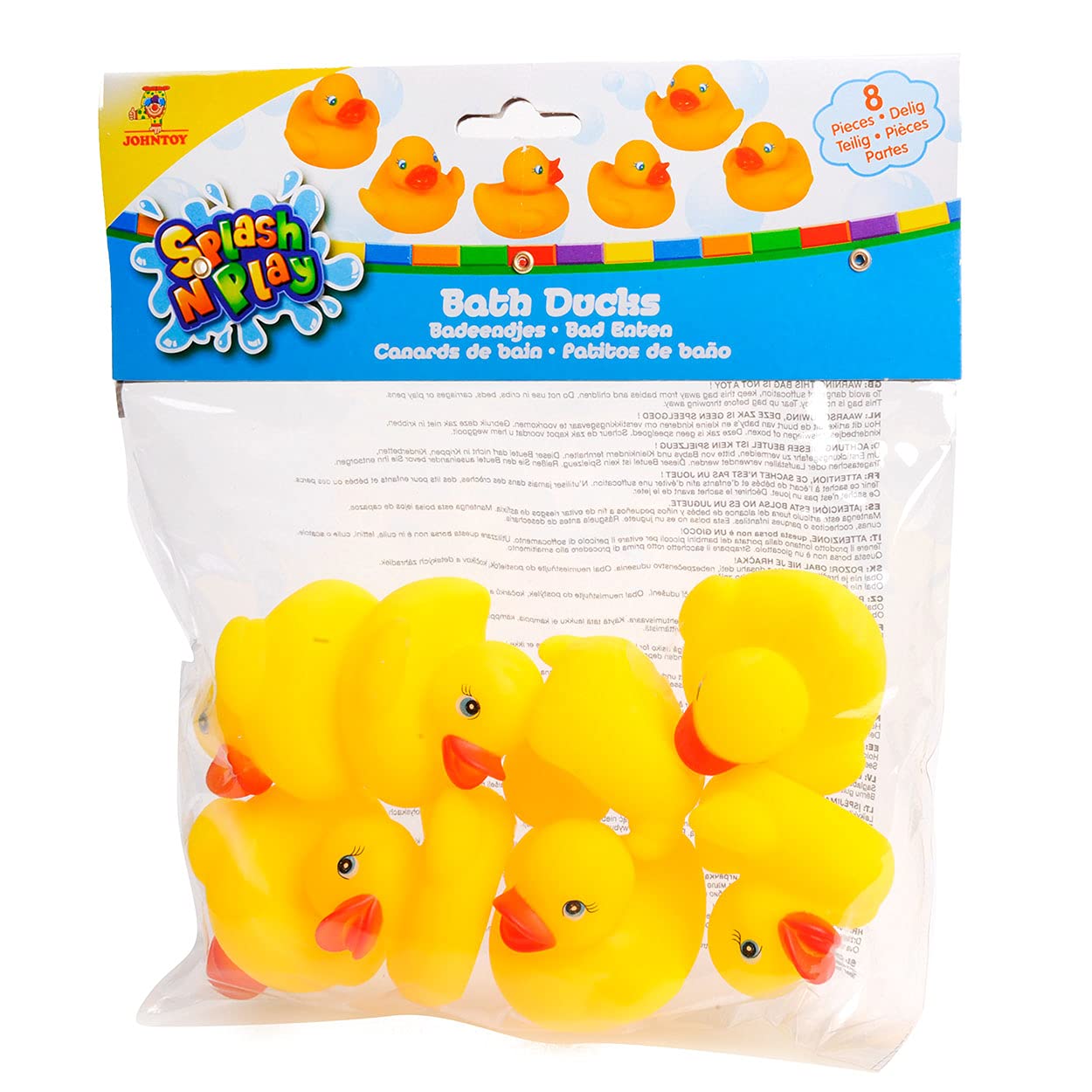 Badeendjes in zak Happy World JohnToy: 8 stuks (22196
