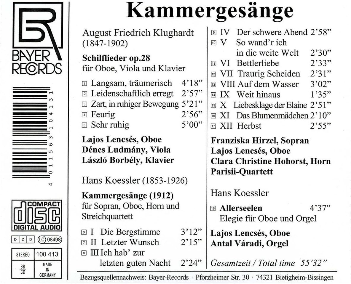 Klughardt/ Koessler: Kammergesänge
