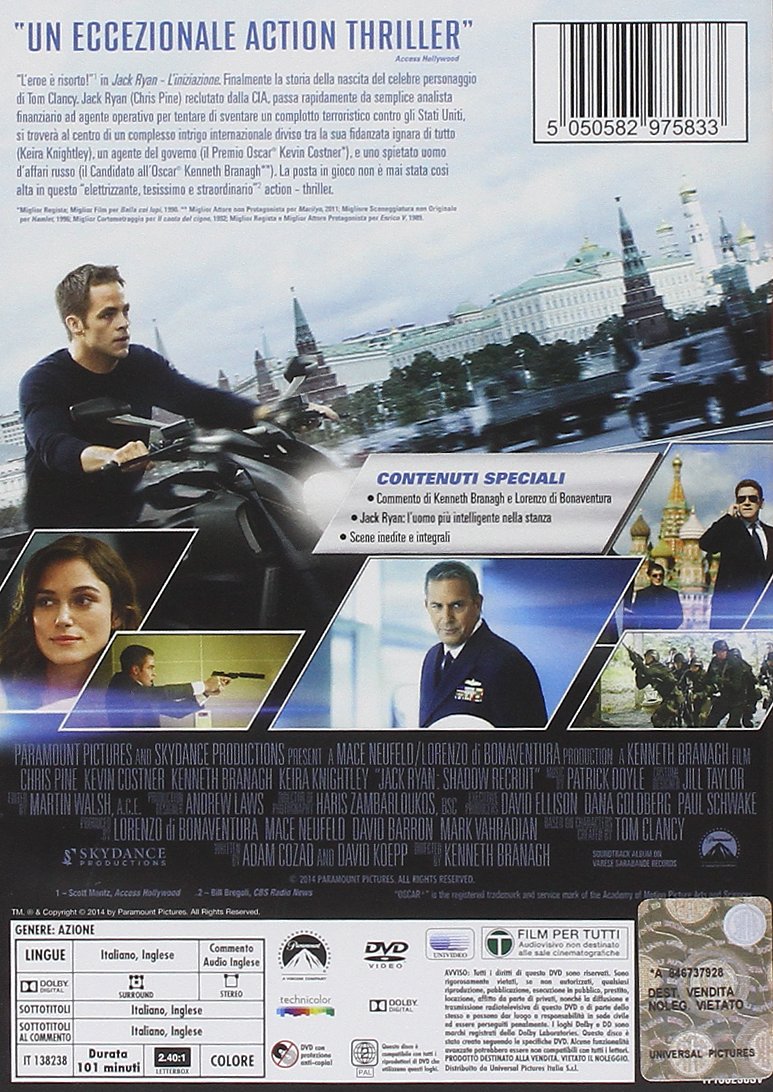 jack ryan - l'iniziazione dvd Italian Import