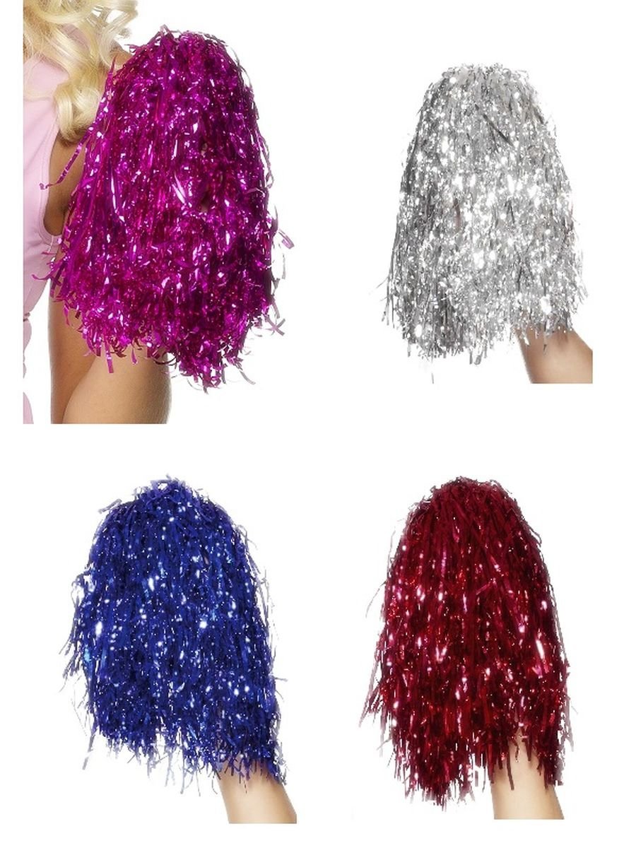 Smiffys Pom Poms Metallic, Blue