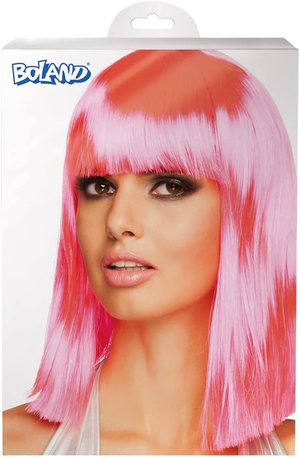 Smiffys Glam Wig, Neon Pink