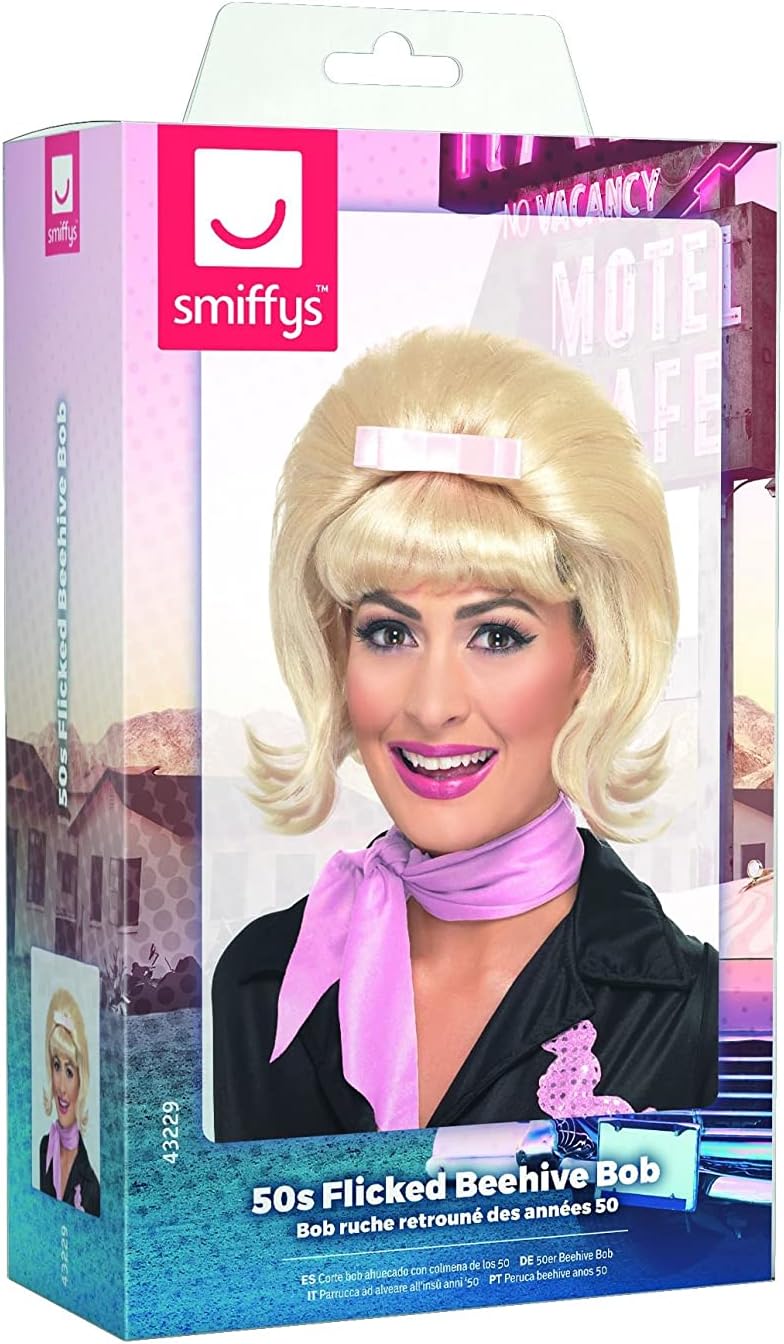 Smiffys 50s Flicked Beehive Bob, Blonde