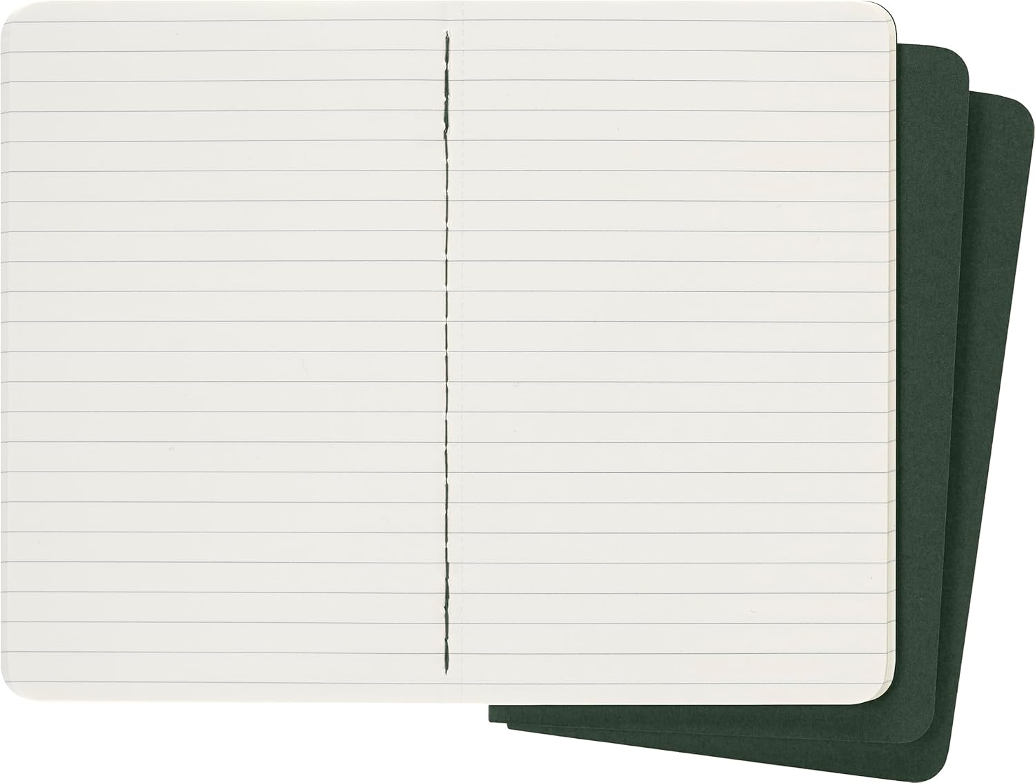 Moleskine Cahier Journal, Notebook with Ruled Pages, Cardboard Cover with Visible Cotton Stiching, Colour Myrtle Green, Pocket 9 x 14 cm, 64 Pages Pocket Myrtle Green
