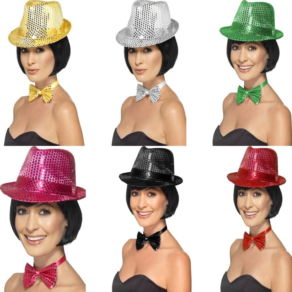 Smiffys Sequin Trilby Hat, Silver