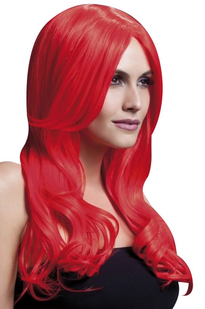 Smiffys Fever Khloe Wig, Neon Red
