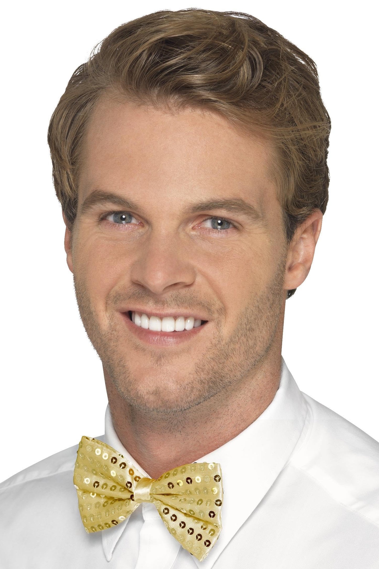 Smiffys Sequin Bow Tie, Gold