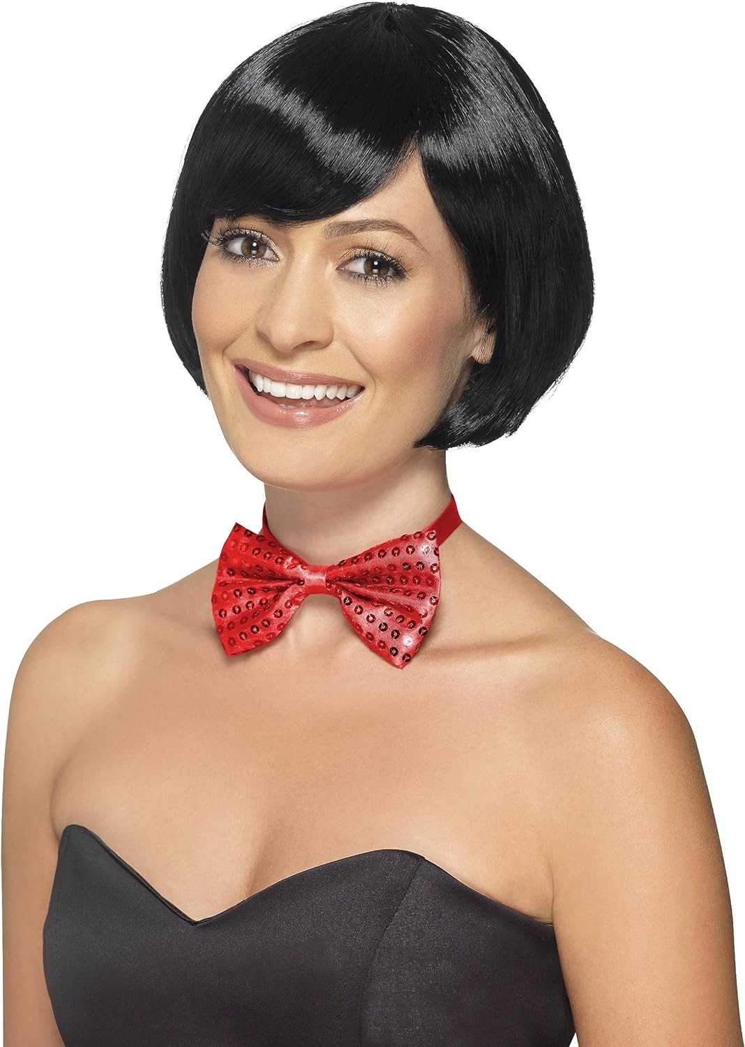 Smiffys Sequin Bow Tie, Red