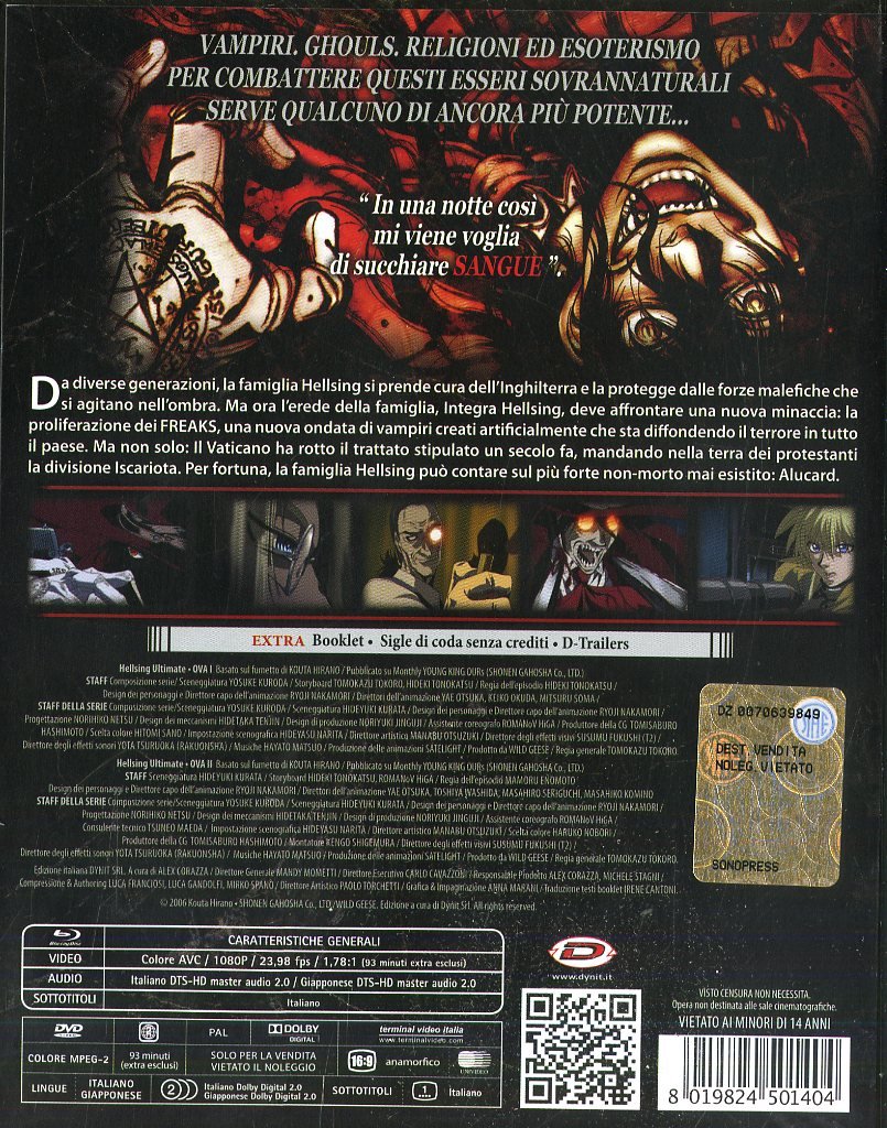 Blu-Ray - Hellsing Ultimate #01 Ova 1-2 (Blu-Ray+Dvd) (1 Blu-ray