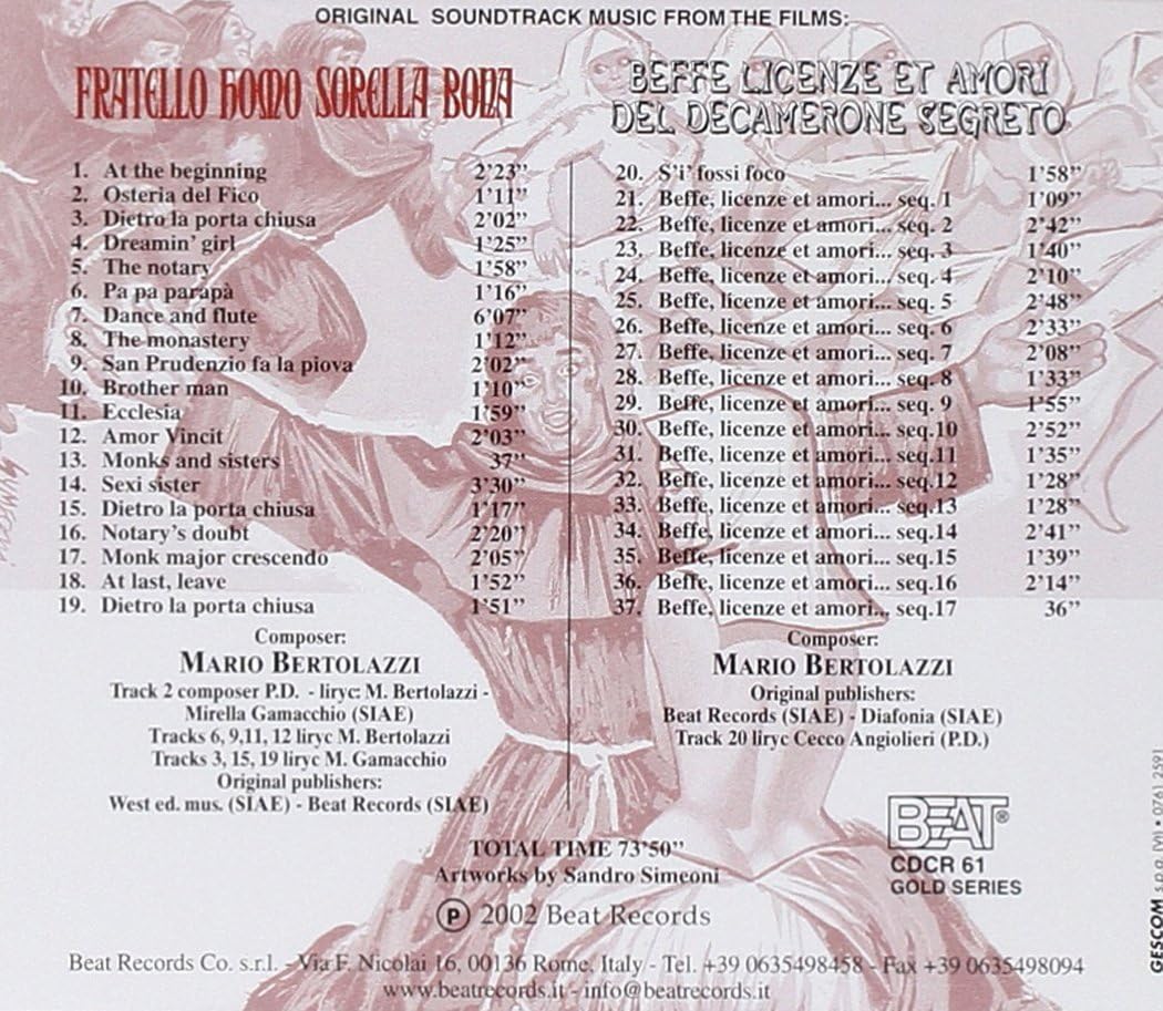 Fratello Homo Sorella Bona / Beffe, Licenzie et Amori del Decamerone Segreto Original Soundtracks