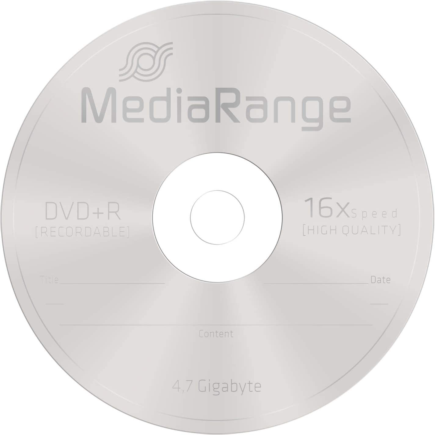 MediaRange MR404 DVD+R 4.7GB 16x (25) Cake Box once writable