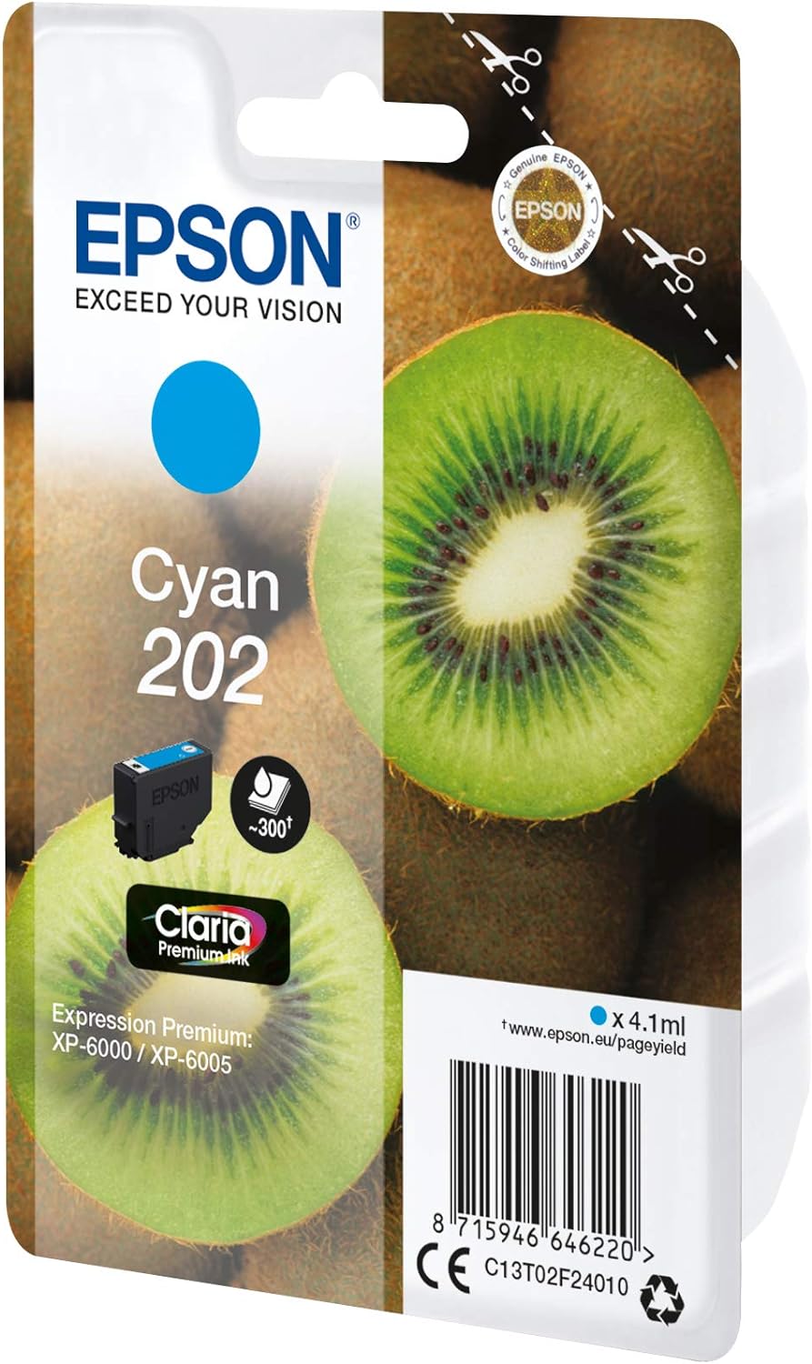 Epson 202 Cyan Kiwi Genuine, Claria Premium Ink Cartridge