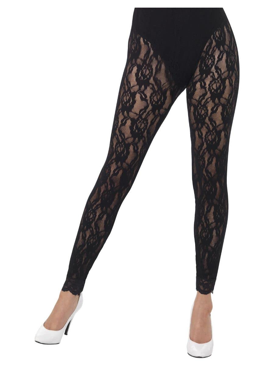 Smiffys 80s Lace Leggings, Black