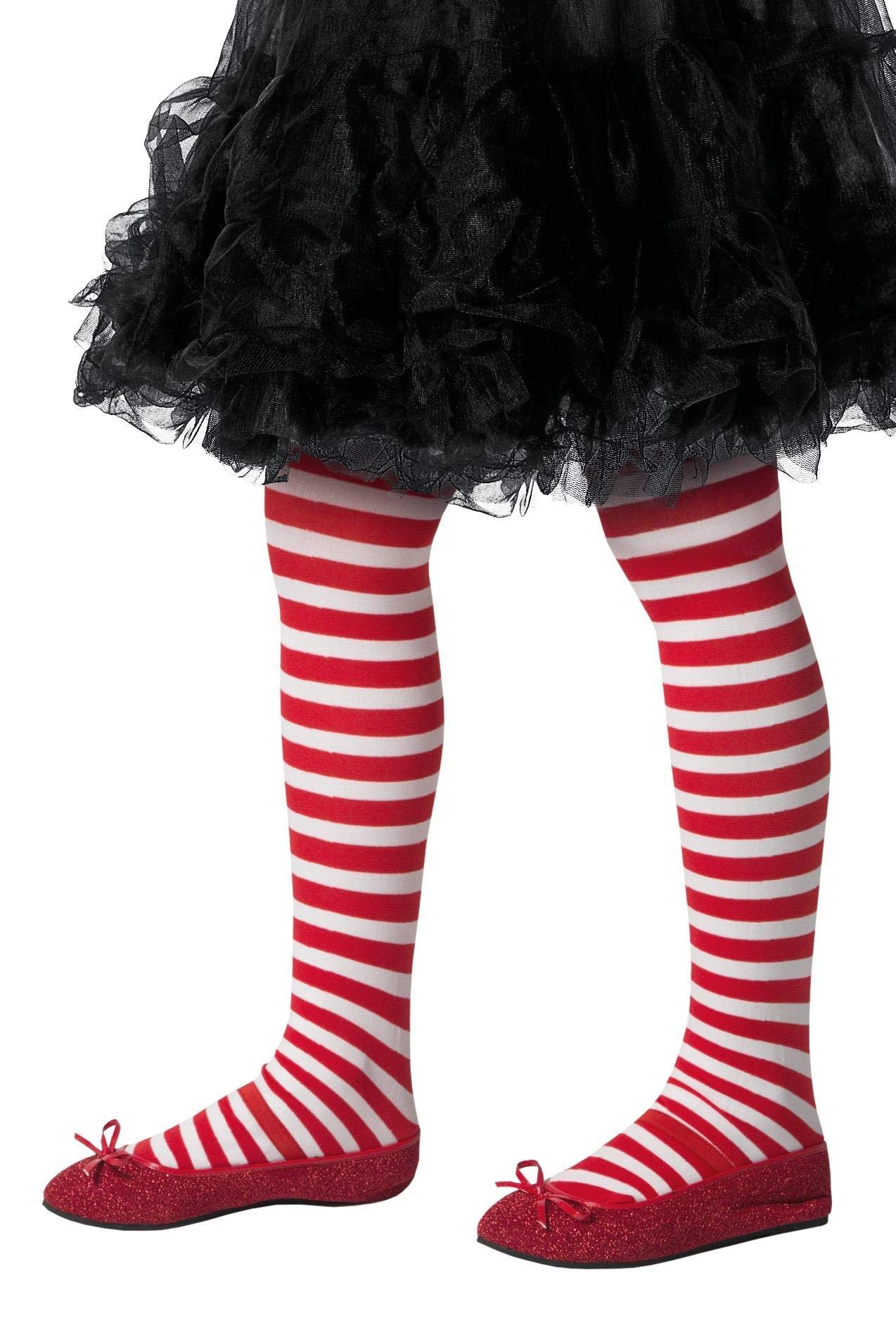 Smiffys Striped Tights, Childs, Red & White