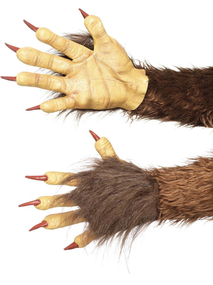 Smiffys Beast / Krampus Demon Gloves, Brown