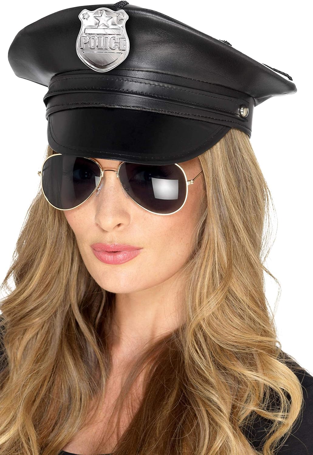 Smiffys Deluxe Police Hat, Black