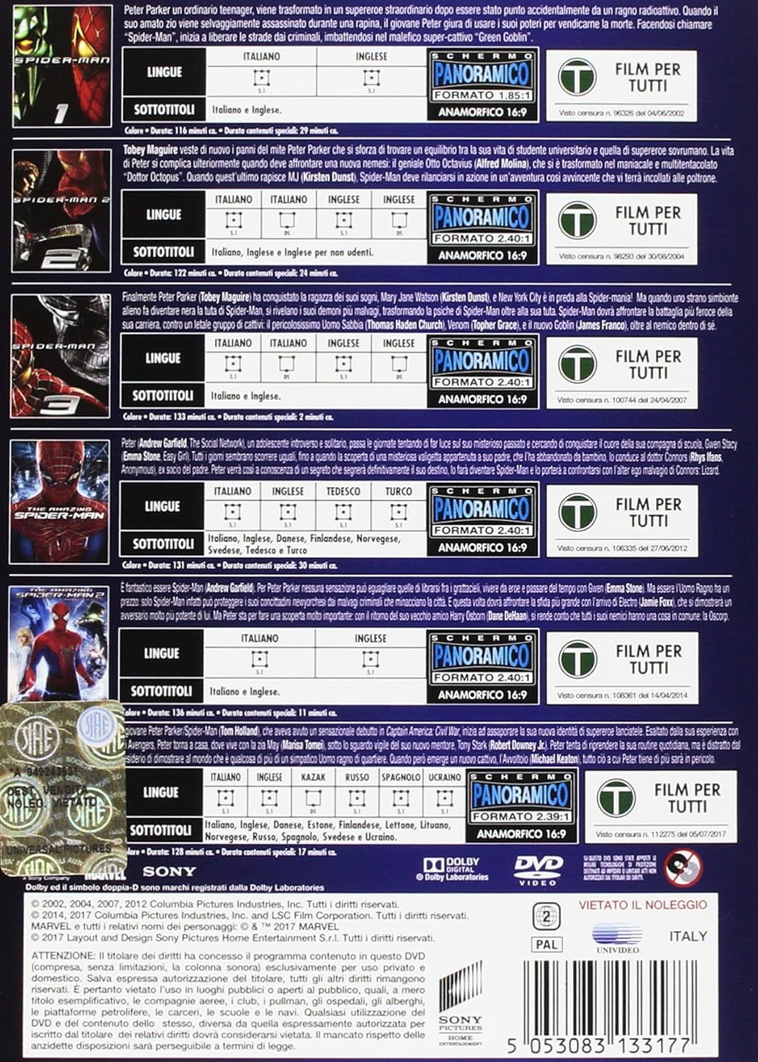 Spider Man Collection (Box 6 Dvd