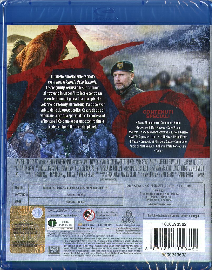the war - il pianeta delle scimmie - blu ray BluRay Italian Import
