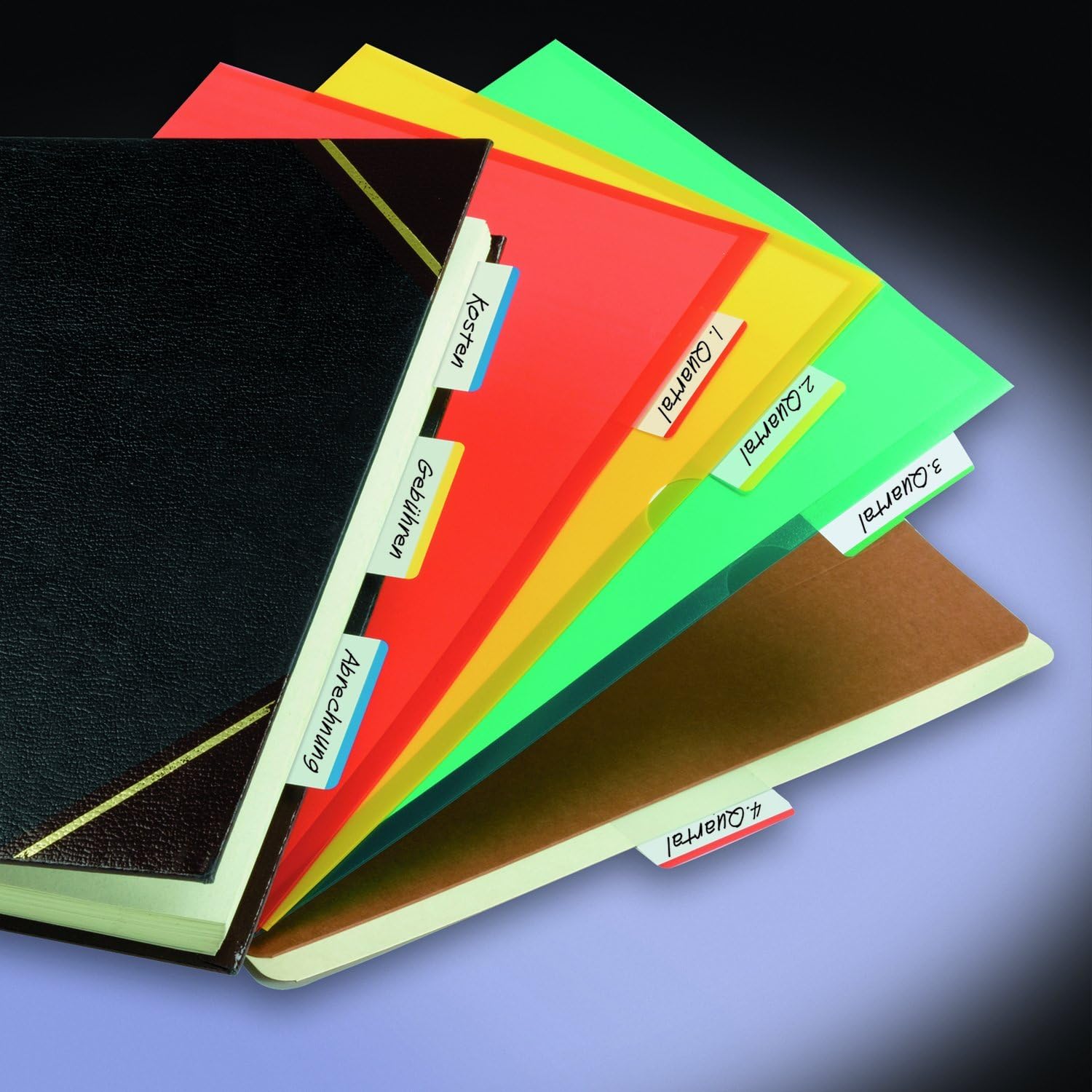 Post-It 686F-1 Index Strong Flat Filing Tabs, Blue/Green/Yellow/Red (6 of Each Colour) (Pack of 2