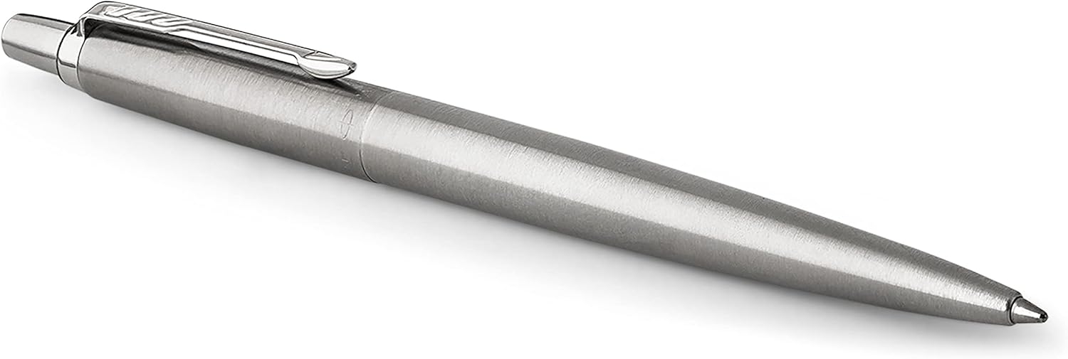 Parker Jotter Ballpoint Pen | Stainless Steel with Chrome Trim | Medium Point Blue Ink