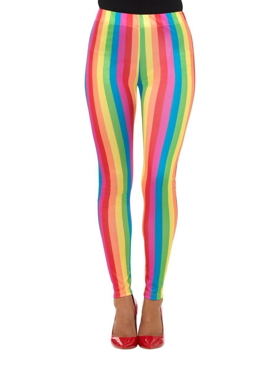 Smiffys Rainbow Clown Leggings, Multi-Coloured (Size M)
