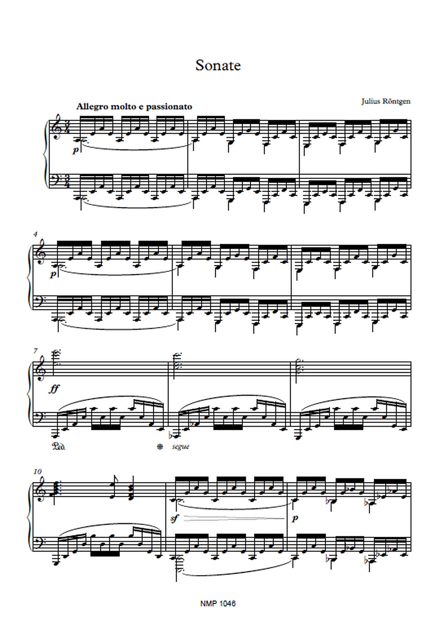 Julius Röntgen Sonate in A Minor (1898) for Solo Piano (Nimbus Music Publishing NMP1046