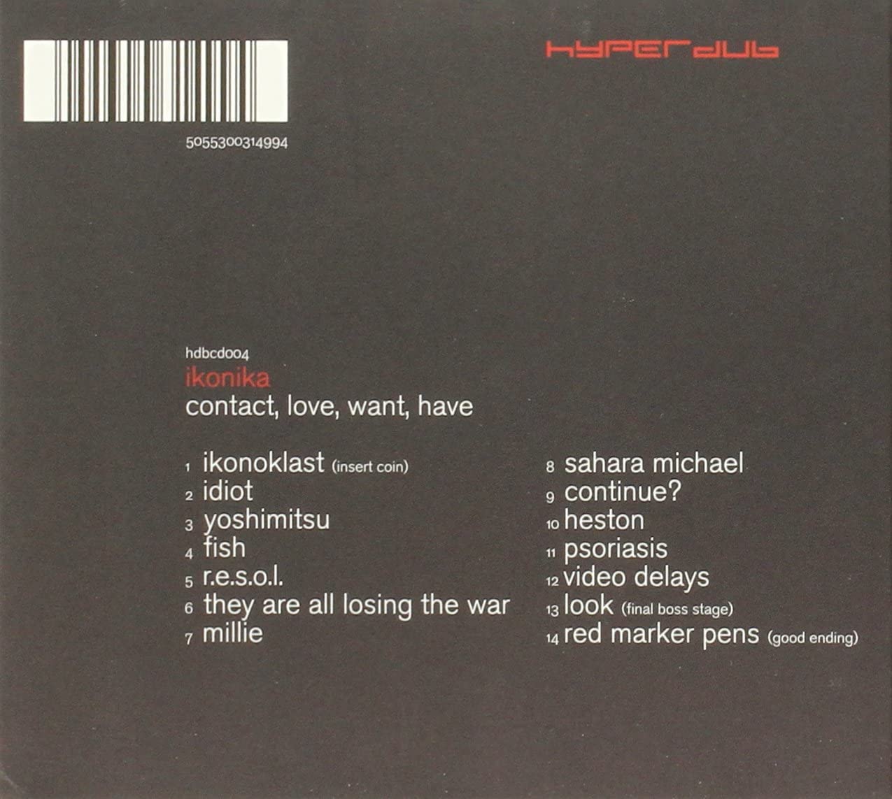 Contact, love, want, have