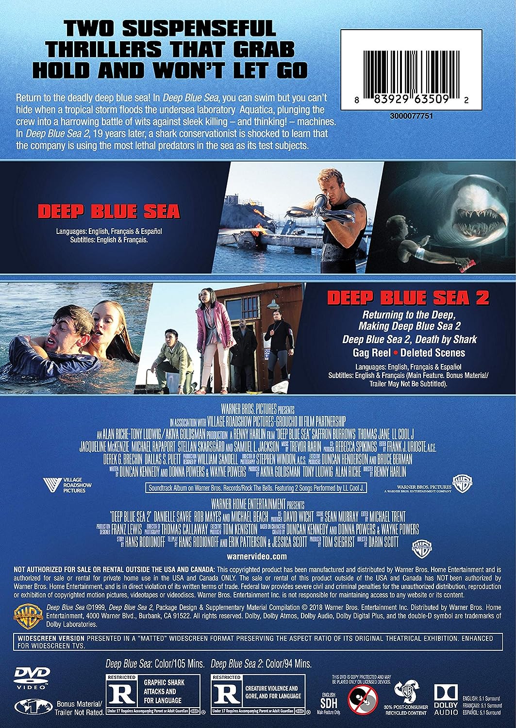 Deep Blue Sea/Deep Blue Sea 2 2-Film Collection