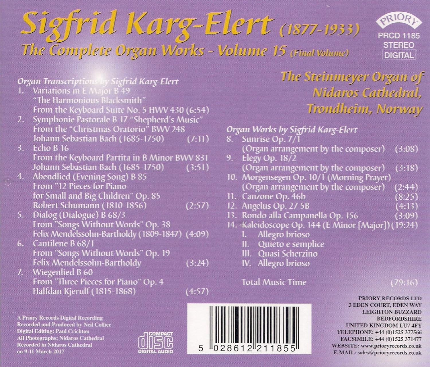 Sigfrid Karg-Elert: The Complete Organ Works - Volume 15 (Final Volume)