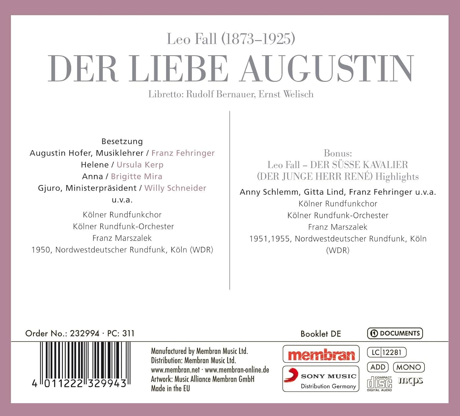 Der Liebe Augustin & Der Susse Kavalier