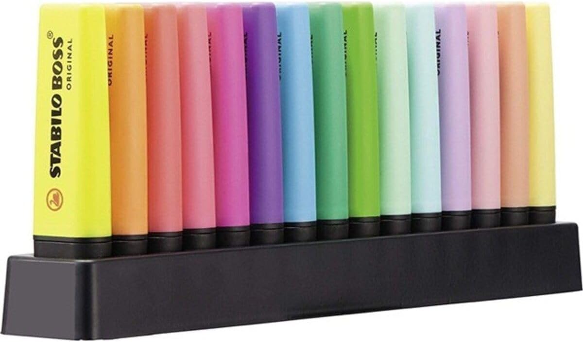 Stabilo Boss Original Desk-Set Limited Edition - 15 Colori Assortiti 9 Neon + 6 Pastel