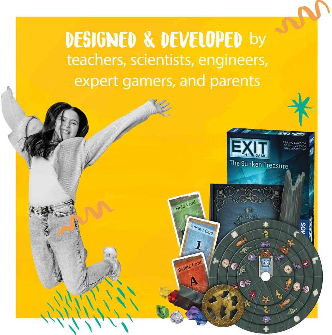 Thames & Kosmos - EXIT: The Sunken Treasure - Level: 2/5 - Unique Escape Room Game - 1-4 Players - Puzzle Solving Strategy Board Games for Adults & Kids, Ages 12+ - 694050