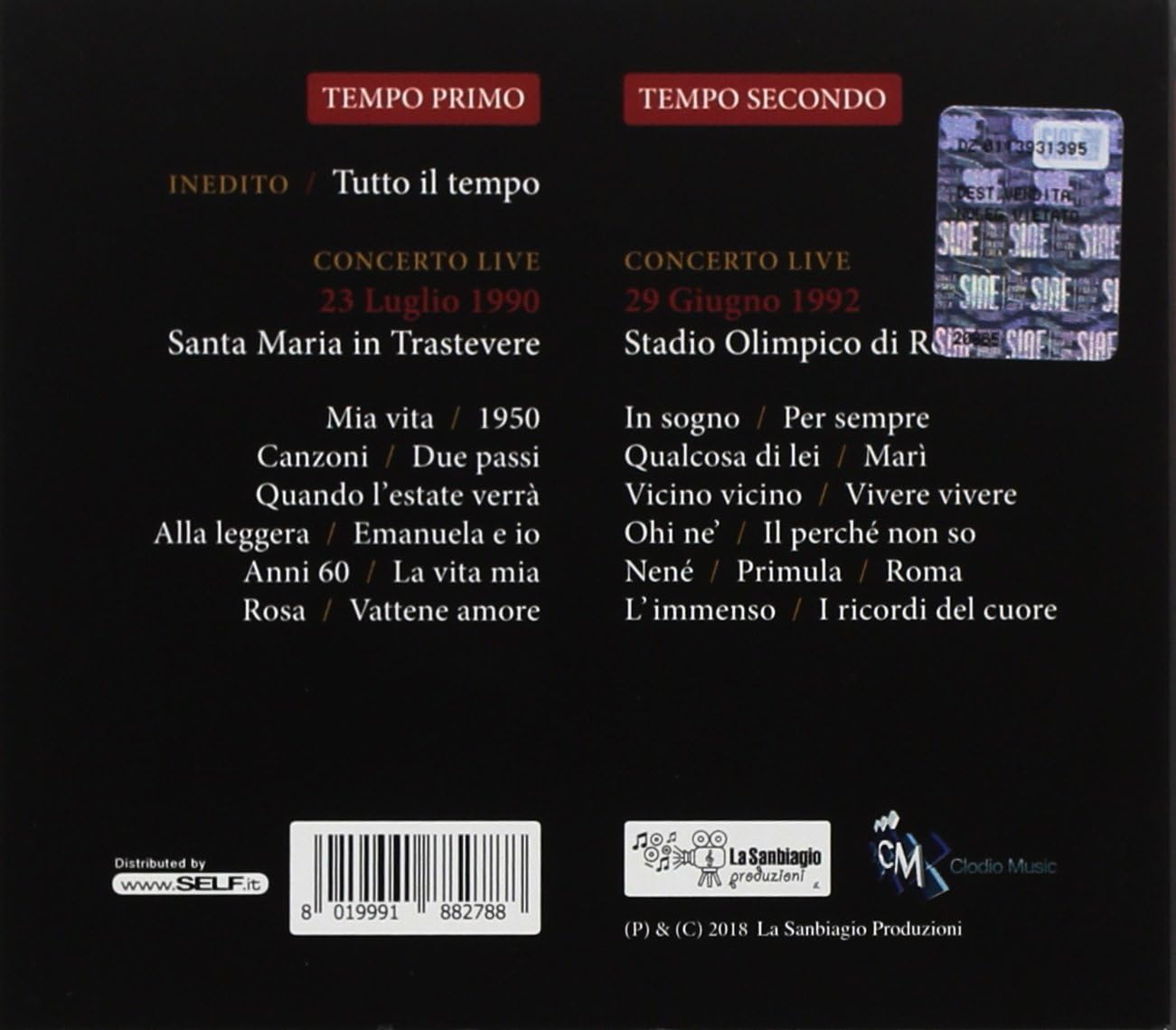 Tutto Il Tempo (Brano Inedito E 2 Concerti Live 23-07-90 E 29-06-92)