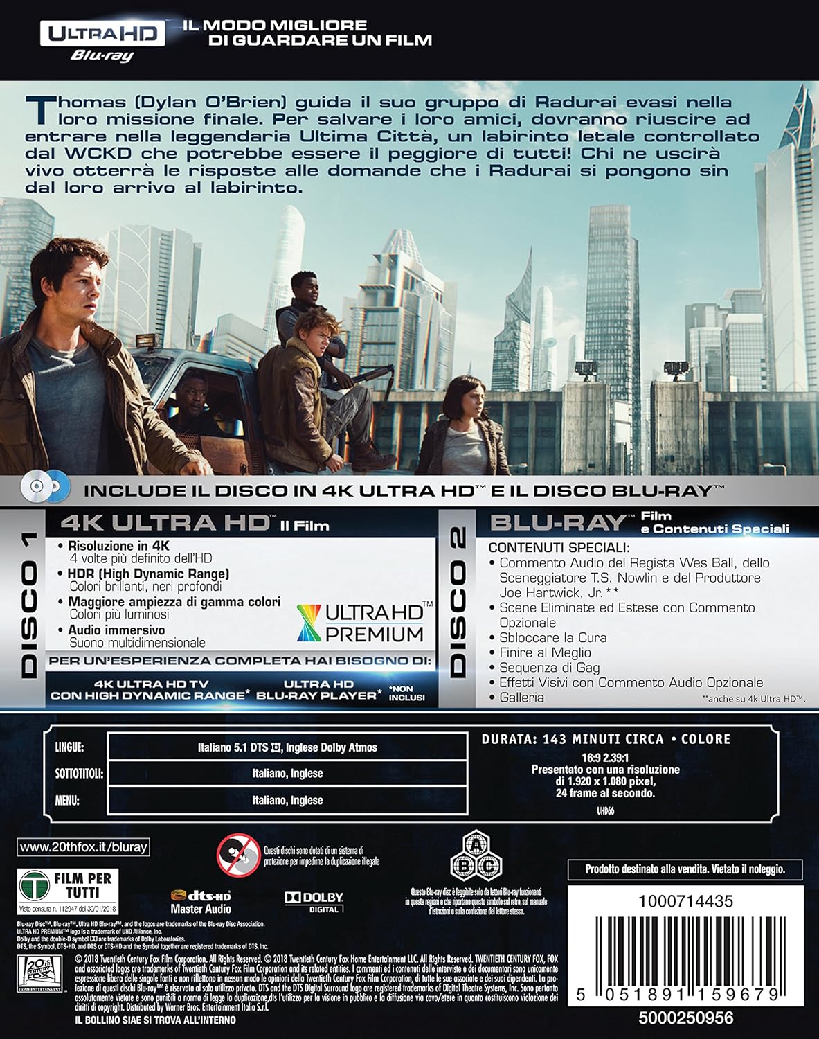 Maze Runner - La Rivelazione (4K Ultra-HD+Blu-Ray)