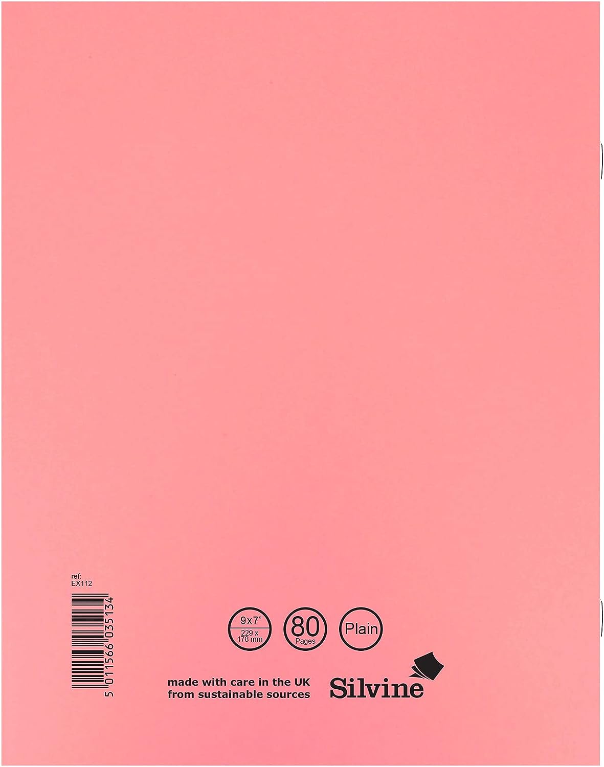 Silvine Exercise Book Plain 229x178mm Pink (Pack of 10