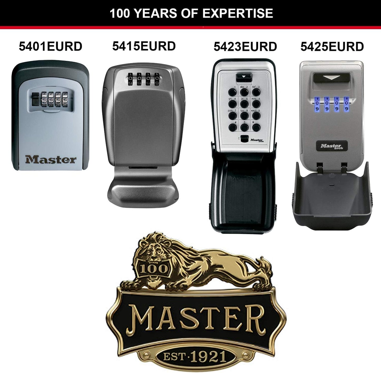 MASTER LOCK Key Safe Wall Mounted, Medium 85 x 119 x 36 mm, Outdoor, Mounting Kit, for Home Office Industries Vehicles