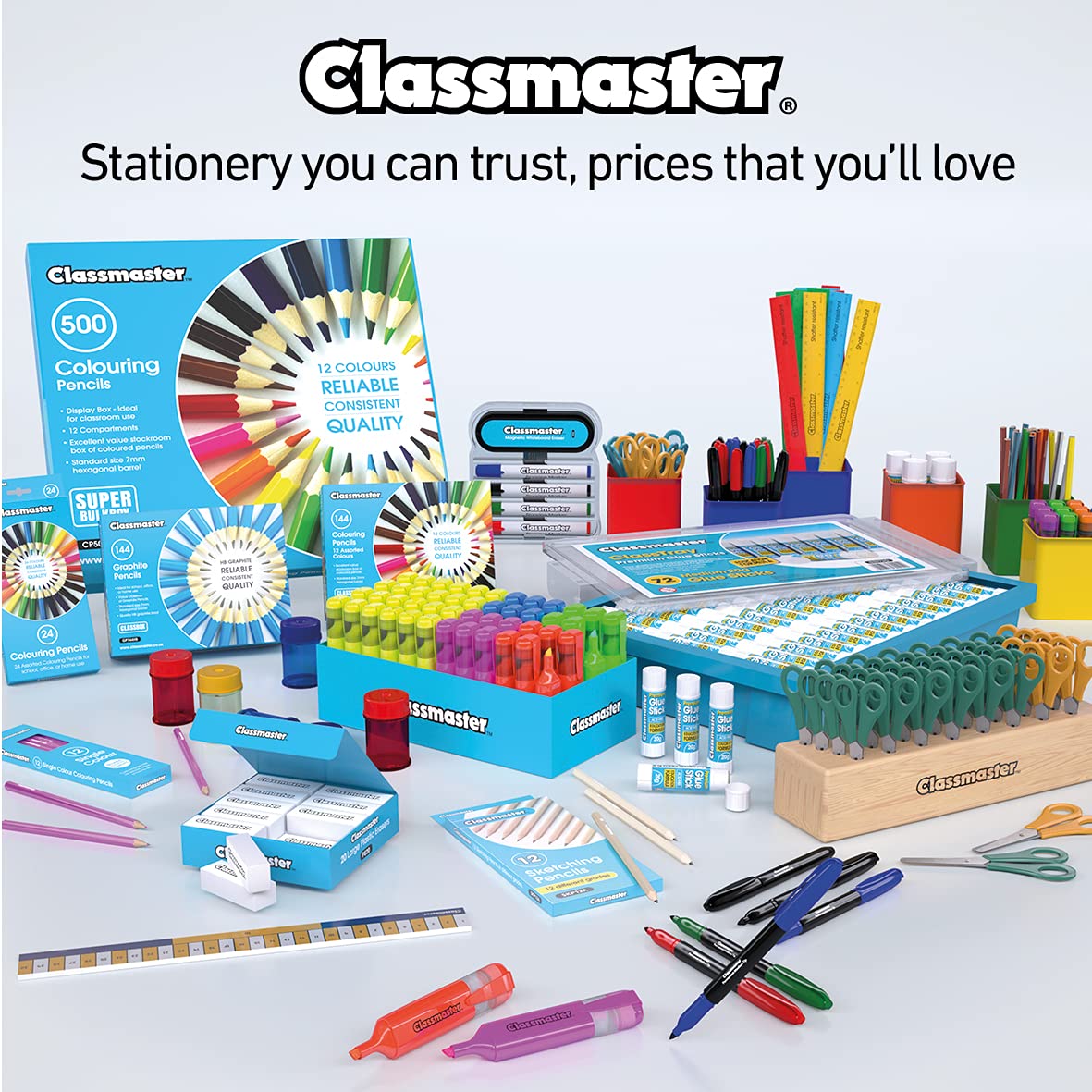 Classmaster Colouring Pencils For Adults & Kids, Long-Lasting Colouring Pencils For Children, Softer Leads For Perfect Colour Laydown, Pre-Sharpened - 24PK