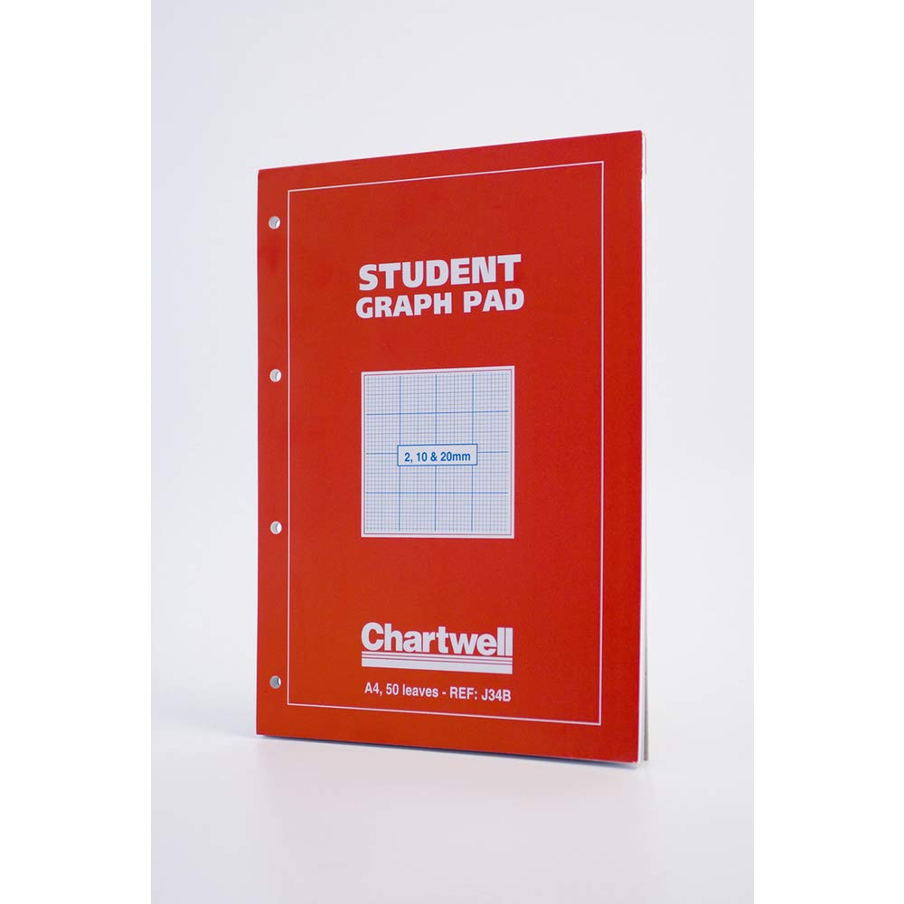 Clairefontaine - Ref J34BZ - Chartwell Graph Pad (Contains 50 Sheets) - A4 (210 x 297mm) Sized, 2, 10 & 20mm Square Rulings, 70gsm Punched Paper, FSC-Certified