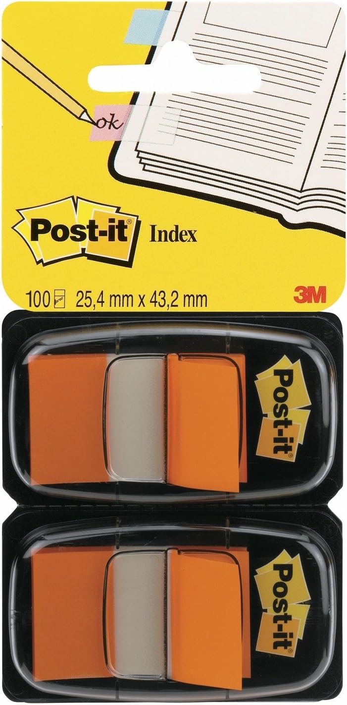 Post-it Index Flags - Dual Pack 25mm - Orange (50 Flags x 2