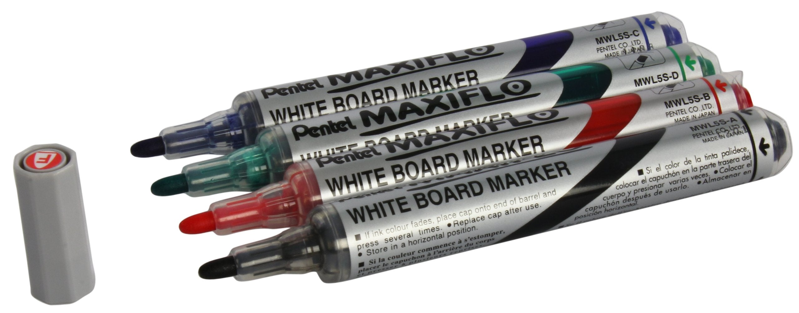 Pentel Maxiflo Whiteboard Marker Fine Bullet Tip (Assorted Pack of 4