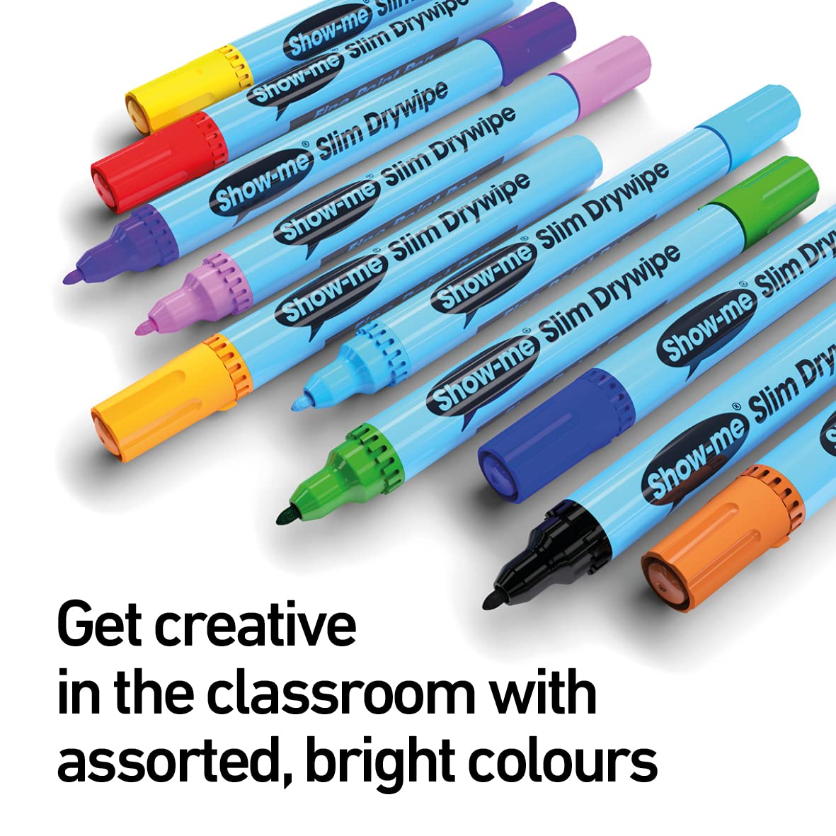 Show Me Whiteboard Pens, Marker Pens For Whiteboard, Long-Lasting Whiteboard Markers With Easy-Fit Lids, Comfortable & Safe Dry Wipe Markers With Anti-Splay Nibs - Fine, 10PK (Pack of 2)