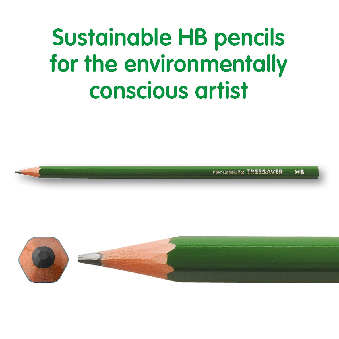 Re:Create Treesaver HB Pencils, Eco-Friendly School Stationary, Durable Pencils For School Stationary Sets, Tough & Splinter-Proof, Pre-Sharpened HB Pencil Set - 72PK