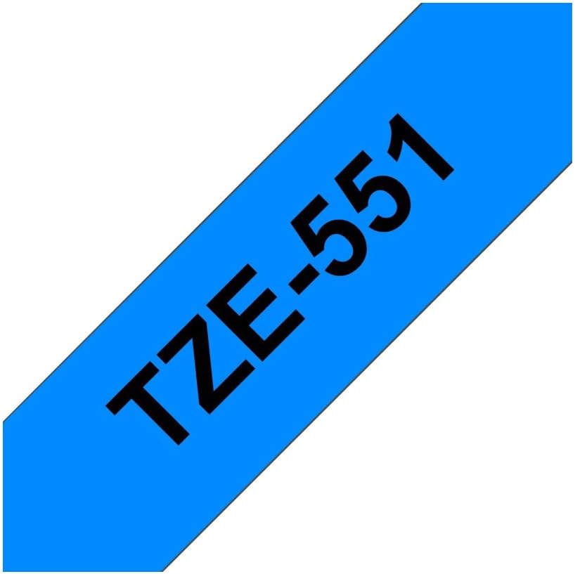 Brother TZe-551 Labelling Tape Cassette, Laminated, Brother Genuine Supplies - Black on Blue, 24 mm (W) x 8 m (L