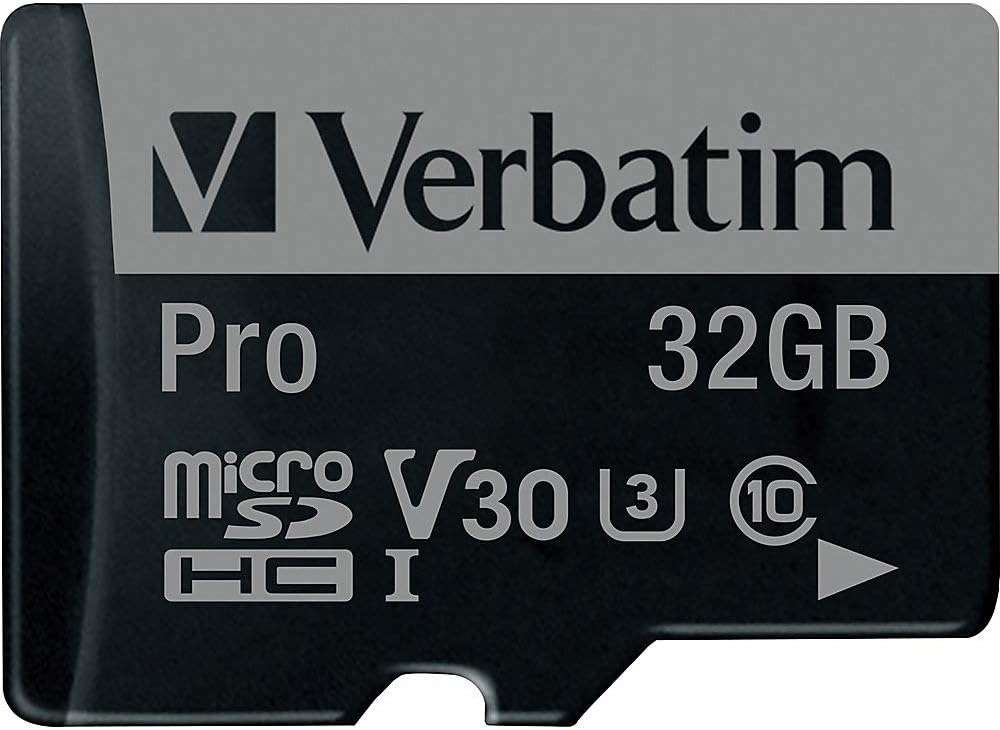 Verbatim Pro U3 Micro SDHC Speicherkarte mit Adapter, 32 GB, Datenspeicher für 4K Ultra HD Video-Aufnahmen, Micro SD Karte in schwarz, ideal für Action-Cams, Camcorder, Smartphones und Tablets